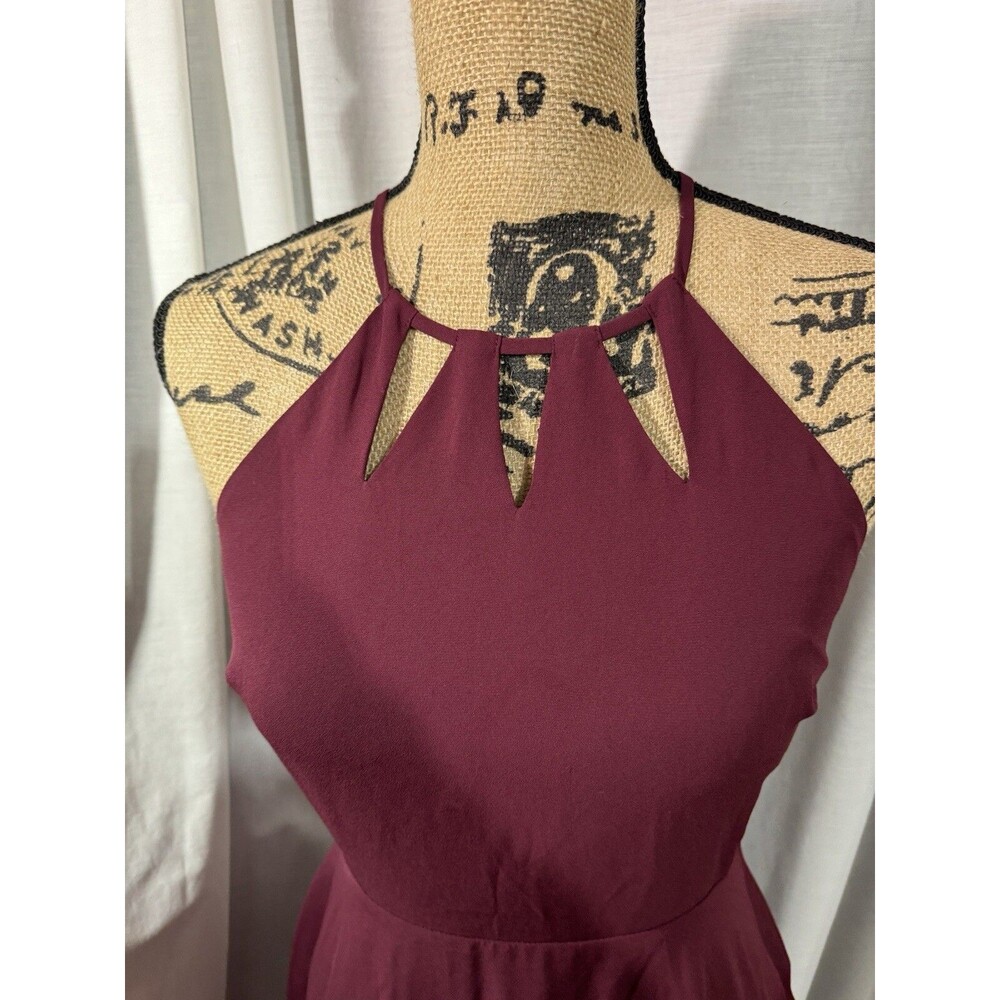 Express Size 2 Plum Dress Halter Top Fit And Flare
